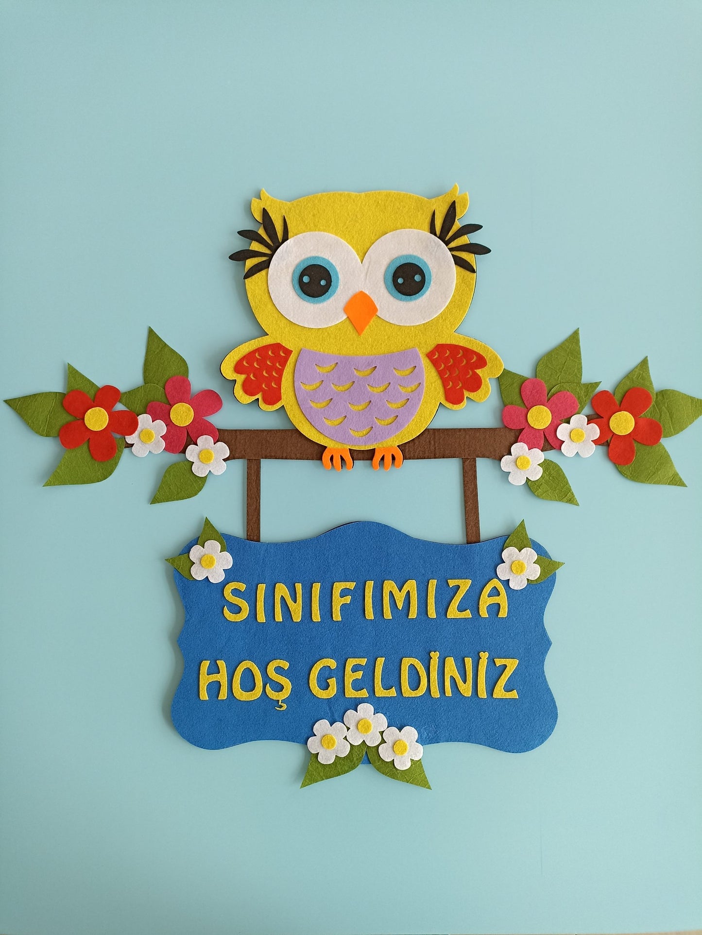 Baykuş temalı sınıf kapı süsü