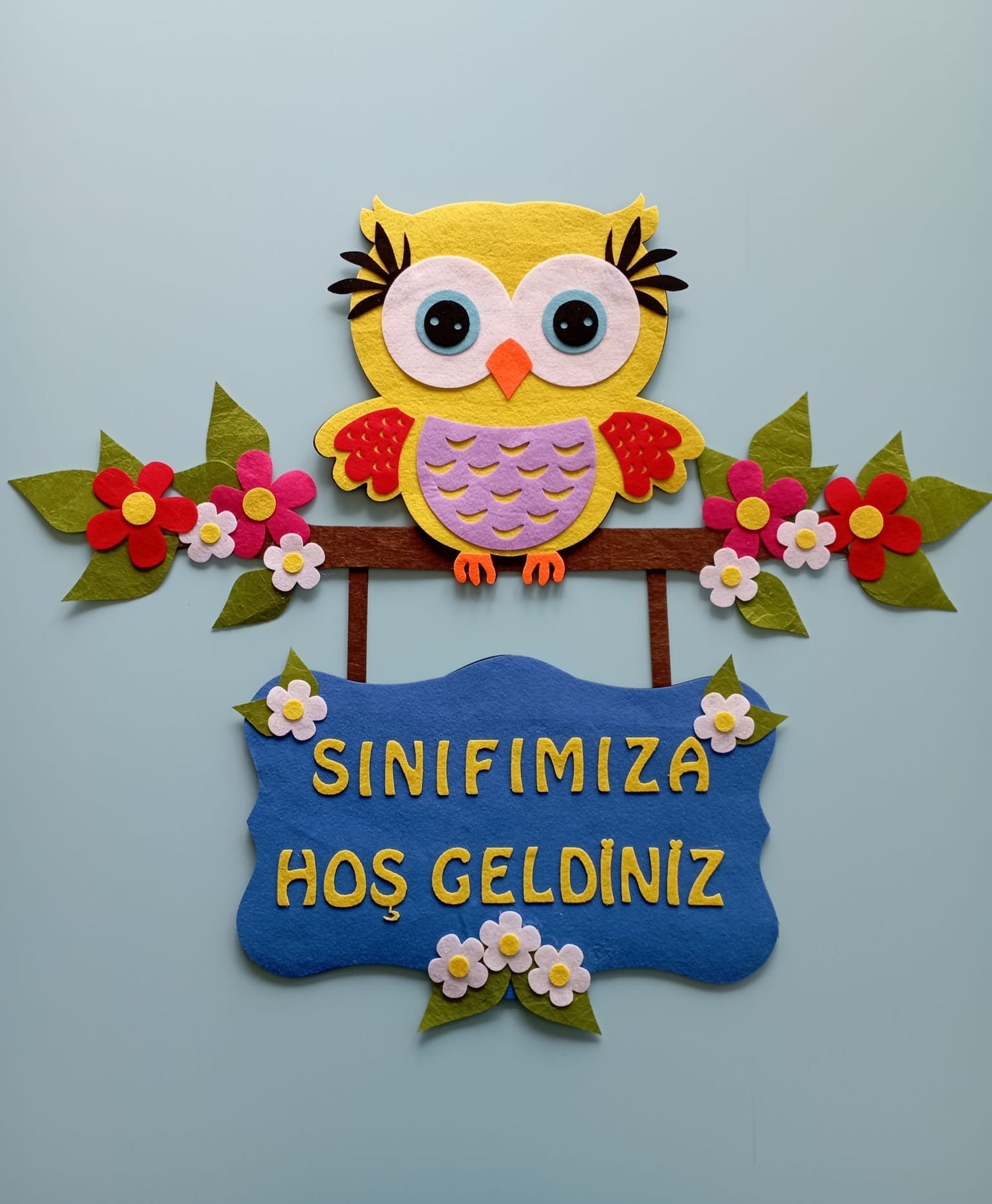 Baykuş temalı sınıf kapı süsü